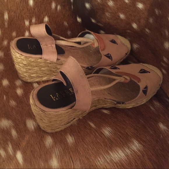 Ralph Lauren sailboat espadrilles sandals wedges - Picture 3 of 5